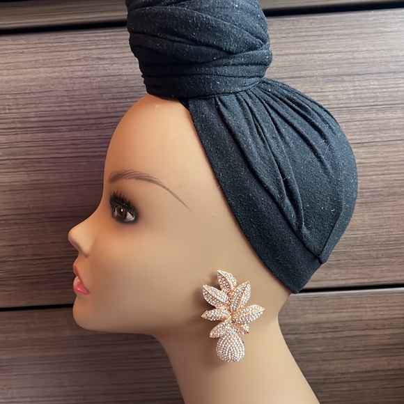 Metal Flower Drop Earrings - Picture 4 of 4